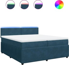 vidaXL Pat box spring cu saltea, albastru, 200x200 cm, catifea