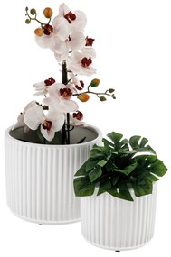 Ghivece de flori din ceramică, set de 2, alb mat, KELSO