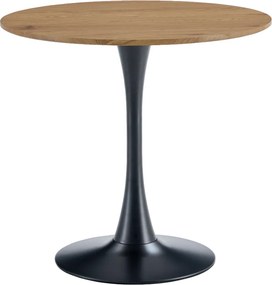 Masă de sufragerie, stejar/negru, diametru 80 cm, REVENTON NEW