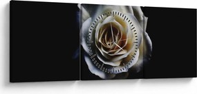 Tablou cu trandafir alb (cu ceas) (90x30 cm)