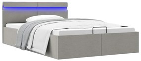 vidaXL Cadru pat hidraulic ladă LED gri deschis 140x200 cm textil