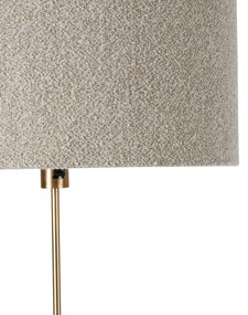 Lampa de podea reglabila bronz cu abajur boucle taupe 50 cm - Parte