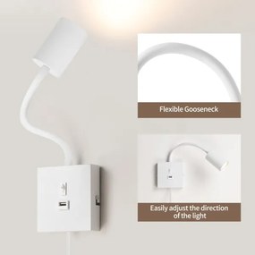Immax NEO 08296L - Lampă de perete cu USB PUNTO 1xGU10/9W/230V albă