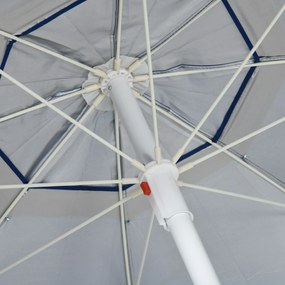 Outsunny Umbrelă de Plajă cu Acoperiș Înclinabil la 45°, Ferestre și 2 Buzunare, Ø191x211 cm, Albastru | Aosom Romania