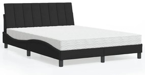 vidaXL Pat cu saltea, negru, 140x190 cm, catifea