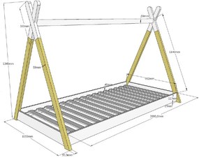 Set TIPI format dintr-un Pat copii (90 x 200 cm) și un set textil asortat.