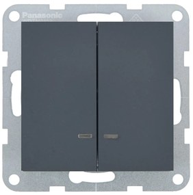Intrerupator dublu cu led 10A, IP20, Night, Panasonic Karre Plus 55 Soft Touch
