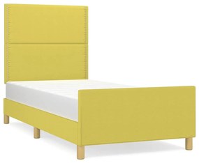 3124951 vidaXL Cadru de pat cu tăblie, verde, 90x200 cm, textil