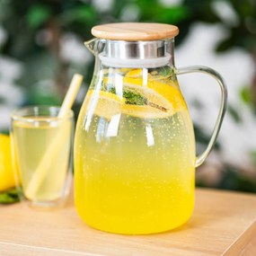 Carafă de sticlă cu capac 4Home BambooHot&Cool, 1,7 l