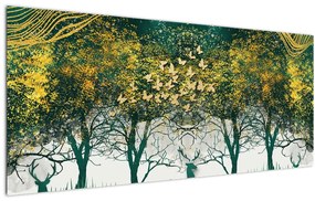 Tablou - Căprioare în pădurea verde (120x50 cm)