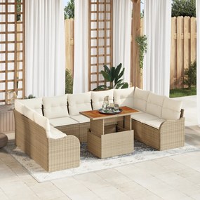 vidaXL Set de canapele pentru grădină cu pernă 10 pcs bej și crem
