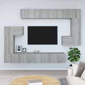3114596 vidaXL Dulap TV montat pe perete, gri sonoma, lemn prelucrat