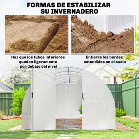 Outsunny Seră tunel 6x3x2 m cu ușă cu balamale, 12 ferestre cu plasă și structură din oțel galvanizat, alb | Aosom Romania