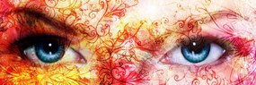 Tablou ochi albaștri cu elemente abstracte