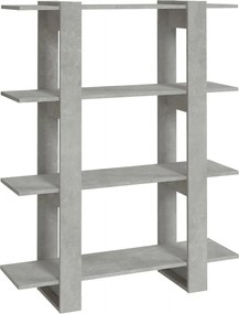 vidaXL Bibliotecă/Separator cameră, gri beton, 100x30x123,5 cm