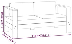 Set mobilier gradina cu perne gri inchis, 5 piese, lemn masiv Morke gra, 2x Canapea cu 2 locuri + 2x fotoliu + masa, 1