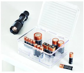 Organizator transparent compartimentat cu capac iDesign Linus, 17 x 14 cm