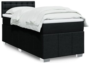 vidaXL Pat box spring cu saltea, negru, 80x200 cm, textil