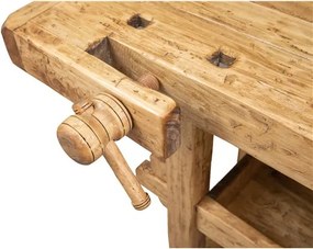 Banc de tamplar, L126 69 H90 cm, natur antic, lemn masiv