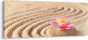 Tablou cu piatră și floare pe nisip (120x50 cm)