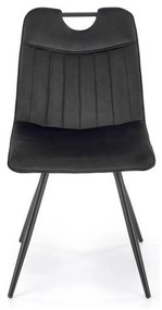 Scaun tapitat K521, negru, stofa catifelata, 46x58x83 cm