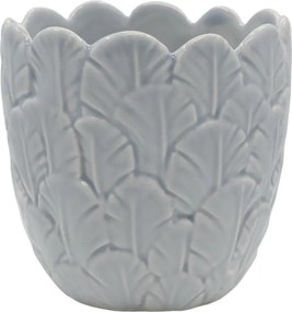 Ghiveci din portelan, cu frunze, H11.5/D12 cm , Fayence