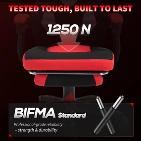 Vinsetto Scaun de Birou Ergonomic și Reclinabil cu Suport pentru Picioare Negru și Roșu | Aosom Romania