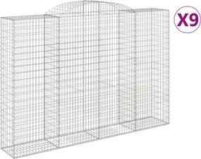 vidaXL Coșuri gabion arcuite 9 buc. 300x50x200/220 cm fier galvanizat