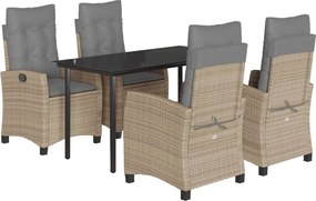 vidaXL Set mobilier pentru grădină, 5 piese, cu perne, bej, poliratan