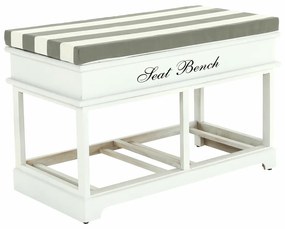 Bancă cu pernă, 2 sertare, alb/gri, SEAT BENCH 2 NEW