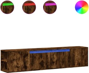 vidaXL Dulap TV de perete cu lumini LED stejar fumuriu 180x31x39,5 cm