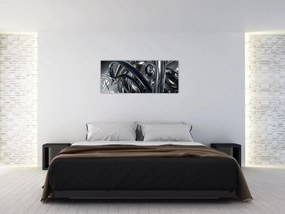 Tabloul cu abstracție gri cu albastru (120x50 cm)