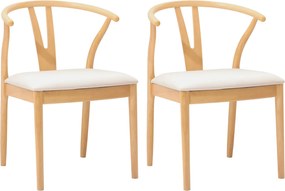 vidaXL Scaun de sufragerie 2 pcs Natural și deschis