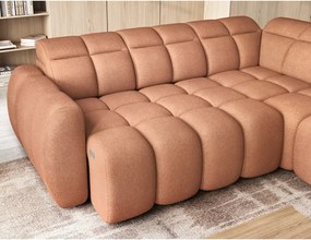 Colțar somon extensibil/cu spațiu de depozitare cu tapițerie din țesătură bouclé (cu colț pe partea dreaptă/în formă de ”L”) Falconn – ELTAP