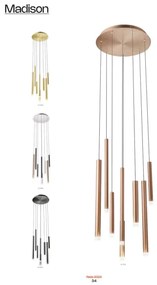 Lustră LED pe cablu Redo 01-2053 MADISON 8xLED/4W/230V crom lucios/negru/cupru