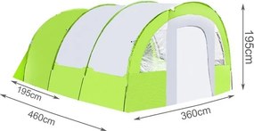 Cort verde iglu de camping pentru 6-8 persoane, cu un hol mare