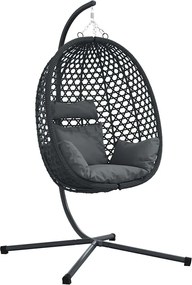 vidaXL Scaun suspendat ou Manual Antracit și negru 104 x 100 x 191 cm