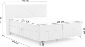 Pat boxspring Wasil 180x200 cu spațiu de depozitare - catifea roz hidrofobă Element 18