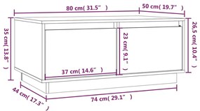 Masuta de cafea, negru, 80x50x35 cm, lemn masiv de pin 1, Negru