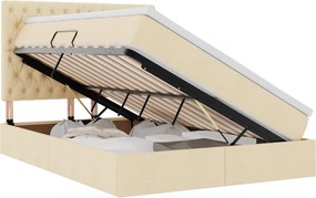 vidaXL Pat cu saltea și spațiu de depozitare Creme 140 x 190 cm