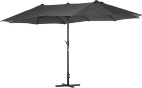 Outsunny Umbrelă de grădină XXL cu picior în cruce, umbrelă de dimensiuni mari 4,6L x 2,7l x 2,4H cm, manivelă de deschidere/închidere, oțel, poliester de înaltă densitate, gri | Aosom Romania