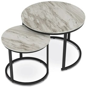 Set de măsuțe de conferință, marmură albă, 2 buc.
