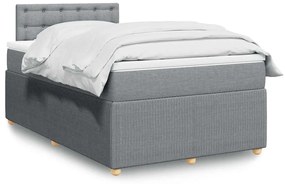 vidaXL Pat box spring cu saltea, gri deschis, 120x190 cm, textil