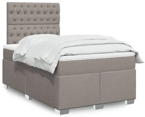 vidaXL Pat box spring cu saltea, gri taupe, 120x200 cm, textil