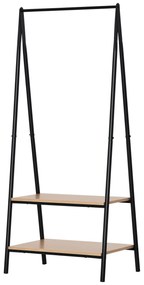 HOMCOM Suport pentru haine, suport pentru pantofi și accesorii de stil contemporan în formă triunghiulară dim. 64L x 43l x 149H cm 2 rafturi MDF lemn deschis oțel negru | Aosom Romania