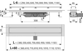 Rigola dus faiantabila iesire laterala 1150 mm Alcadrain APZ115-1150 1150 mm