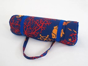 Sezlong de plaja in rulou CALUT DE MARE CU CORALI 148x52 cm, albastru