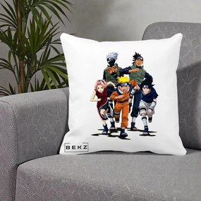 Perna Personalizata Naruto Echipa 7 Kakashi Sensei, 40x40 cm, Alba Mata, Husa Detasabila, Perna Inclusa, BEKZ®