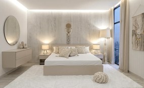 Pat SOFIA 160 x 200 cm, casmir bej Saltele: Cu saltele Coco Maxi 20 cm, Somiera pat: Cu lamele curbate