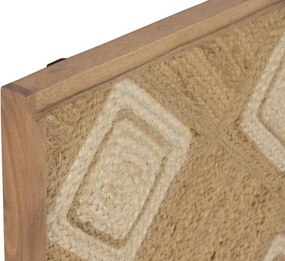 Set 2 tablouri decorative din iută cu relief în ramă din lemn de acacia, 60×90 cm, „Hemp"
